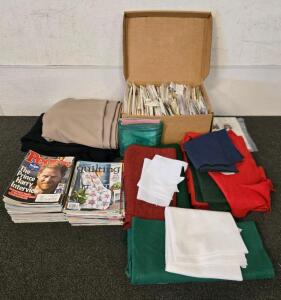 Large Quilting & Crafting Lot &ndash; 75+ Patterns, 60 Magazines, Multi-Color Fabrics, Holiday Themes