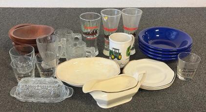 Mixed Glassware & Tableware Set &ndash; Jack Daniel&rsquo;s, Budweiser, John Deere, Flintstones,