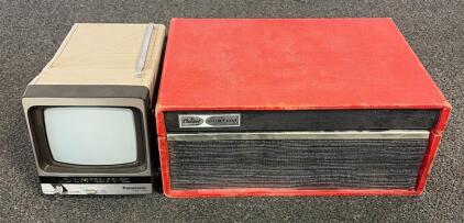 Capitol Custom MM601 Portable Record Player & Panasonic TR-510T 5" B&W TV 1983,