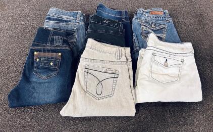 Calvin Klein, Wallflower, LA Idol & More Women&rsquo;s Jeans Lot, 6 Pairs, Assorted Styles & Washes, Sized 7