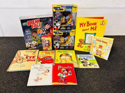 Vintage & Modern Children's Books and Sealed Toy Collectibles Lot &ndash; Dr. Seuss, Disney, Board Game