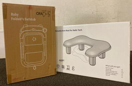 Foldable Blue Baby Bathtub And Roname Arm Rest For Nail Tech