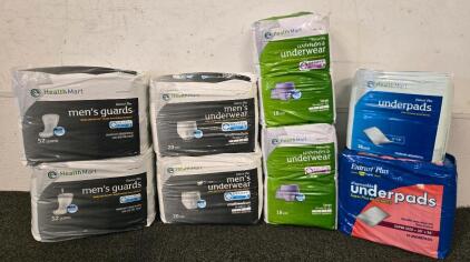 Bulk Lot: Health Mart Entrust Plus Incontinence Men's Guards, Underwear, Women's Underwear, Underpads