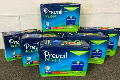 Prevail Per-Fit Daily Underwear, Medium, 20 Count Packs, Extra Absorbency, 34-46" Waist, Lot of 7