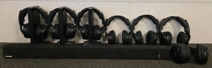 Samsung HW-K360 Soundbar & 7 Sony MDR-RF985R Wireless Headphones w/3 Charging Stands