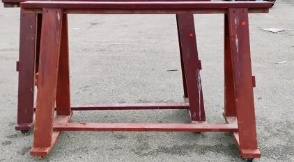 (2) 6 Ft x 4 Ft Wooden Rolling Saw Horse With 1" Inch Wheels
