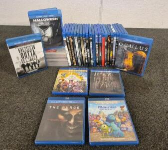 Blu-Ray Disc DVD Mixture of Movies ( Straight Out of Compton, Monsters University, The Purge, Halloween, Alice Through the Looking Glass) and much more
