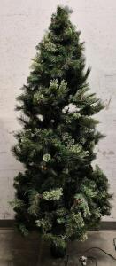 Rotating 7ft Pre Lite Polytree Christmas Tree with Pine Cones, Storage Bag