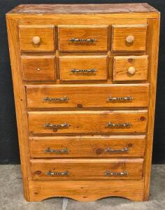 Wooden 10 Drawer Chest Natual Color