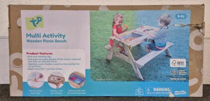 TP Multi Activity Wooden Picnic Table with Bench, Sink with Working Tap, Robust Plastic Bowl for Sand Or Water Play