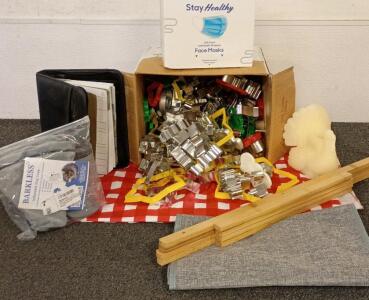 Hamper Grey, Black Planner, Inflatable Dog Cone, Cookie Cutter, Red/White Table Clothes, 100ct Face Mask