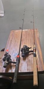 Spin Cast Fishing Rod and Reel Combo Lot - 2 Pieces, 6 ft, EVA & Cork Handle, Metal Guides
