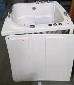 Walk-In Whirlpool Bathtub w/ LX Pump, Outward Door, Jets, Handheld Shower, Rollable Frame