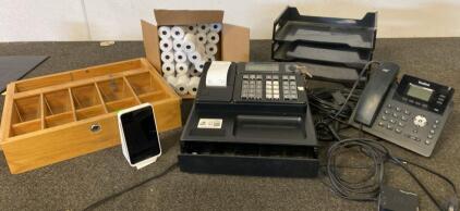Complete POS Equipment Lot: Cash Register, Card Reader, Yealink T41S Phone, Receipt Rolls, Drawer Set