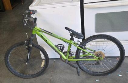 Nishiki Youth Mountain Bike, 24" Wheels, Front Suspension, 18-Speed, Green, Steel Frame