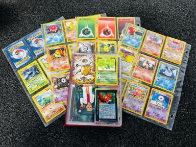Vintage Pok&eacute;mon TCG & Topps Card Collection Binder Mixed Cards, WOTC, Foil Stickers