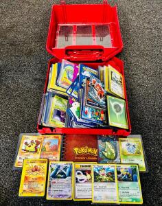 Vintage & Modern Pok&eacute;mon Card Collection ~200 Cards, English/Japanese, Trainer Guide & Case Included