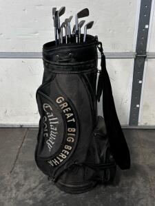 Callaway Great Big Bertha Golf Bag with 8 Vintage Steel Shaft Irons, Mixed Brands