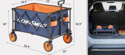 Echosmile Heavy Duty Collapsible Wagon (Blue and Orange)