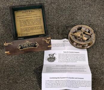 1895 Gilbert & Sons London Compass, Consists of Hinged Plates for Hours and Minutes, Magnetic Compass Enables Sundial To Point North And Much More
