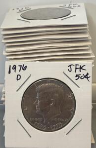(50) 1976-D Kennedy Bicentennial Half Dollar, Denver Mint, Clad, JFK Coin, Lot of 9+, Uncirculated