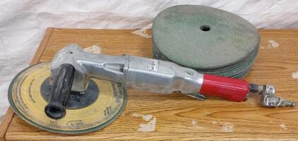 Blue-Point 9" Pneumatic Angle Sander w/ Quick Connect & (25) 3M 24-Grit Discs, SN: 413534