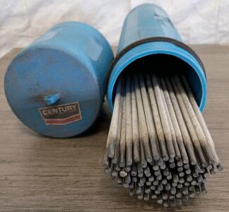 Century Welding Electrodes, 1/8" x 14", Approx. 100 Rods with Blue Storage Tube