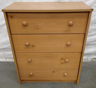 4-Drawer Light Wood Chest, Approx. 32x16x39 in, Pine Effect, Particleboard Construction