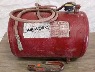 Air Works Portable Air Tank, ~5-7 Gallon, Steel, Gauge, Hose, Quick Connect