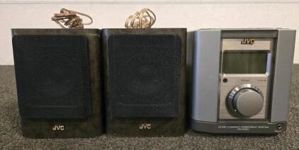 JVC FS-1000GR Ultra Compact Stereo System, CD/Tuner/Aux, 30W Output & (2) JVC Speakers