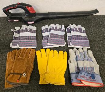 (6) Pairs of Work Gloves Like New & Hyper Tough 20V Max Cordless Leaf Blower
