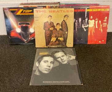 Vintage Records Including The Beatles, ZZ Top, Lynard Skynard, Simon And Garfunkel And More