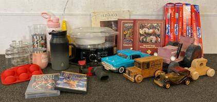 Household Lot: Grilling & Recipe Books, Food Steamer, Drinkware, Model Cars, Hefty Bags And More