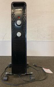 Black 7-Fin Oil-Filled Radiator Heater, 1500W, Manual Controls, 4 Wheels, ETL Listed