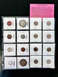 Roosevelt Dime 1970-1981 BU Collection & 8 Foreign Coins, Uncirculated US Coins, Mint Marks Incl.