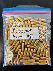 Bag Of .40 S&W 165gr Hollow Point Rounds, Mixed Manufacturer, Brass & Nickel Case, Ziploc Packaging