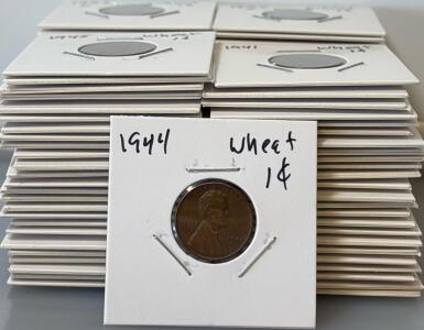 (100) Wheat One Cent Pennies 40s-50s