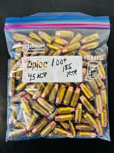 Mixed Brand .45 ACP 185gr JHP Ammunition, Brass Case, Loose Pack In Bag