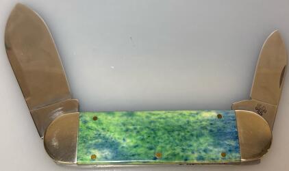 Case XX 6250 SS Sunfish Pocket Knife, Blue-Green Bone Handle, 2 Blades, USA