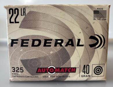 Federal .22 LR AutoMatch 40 Grain 325 Rounds Rimfire Ammunition Bulk Pack AM22