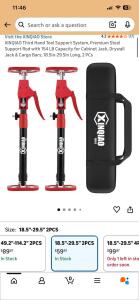 Third Hand Tool Support System, Premium Steel Support Rod with 154 LB Capacity for Cabinet Jack, Drywall Jack & Cargo Bars, 18.5in-29.5in Long, 2 PCs
