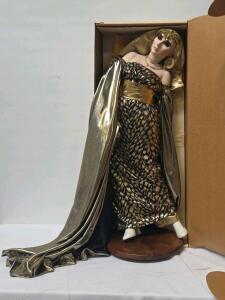 Cal-Hasco Classical Treasures Cleopatra Porcelain Doll 24" with Stand and Box