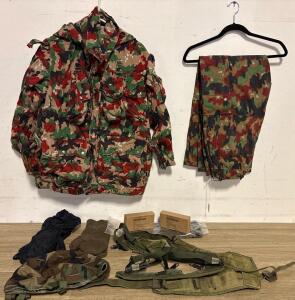 Swiss Military TAZ 83 Alpenflage Field Uniform Set with Jacket (52), Pants (30x30), Suspenders, Gloves, Cover