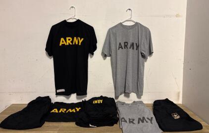 U.S. Army Physical Fitness Uniform Set &ndash; 2 Black T-Shirts, 5 Grey T-Shirts, 4 Shorts, 2 Pants All Size Small