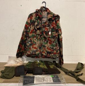 Swiss Military M-75 NBC Suit Kit, Alpenflage Camo Jacket (Medium), Boots, Gloves, Decon Pads, Suspenders