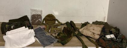 Military Surplus Mixed Clothing Lot 31&rdquo; Waisted Pants, Flecktarn DPM Camouflage Pants Field Gear Flashlight Bag