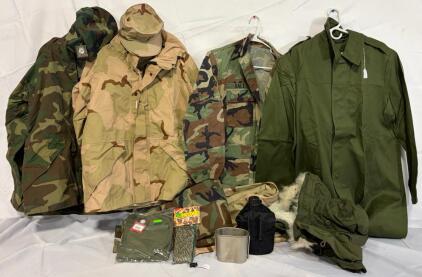 Military Clothing & Accessories &mdash; Medium Coats, Medium Tops, Large & Small Pants, Hats, Canteen & More