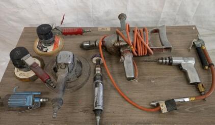 Lot of Pneumatic and Electric Shop Tools: Chicago Pneumatic Sanders, Corded 1/2" Drill, IR Die Grinder