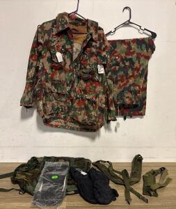 Swiss Army TAZ 83 Alpenflage Field Gear Set, Jacket, Trousers, Combat Pack, Suspenders