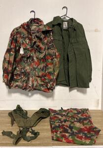 Swiss M70 Alpenflage Camo Field Jacket & Pants Set with U.S. OG-107 Shirt and Harness